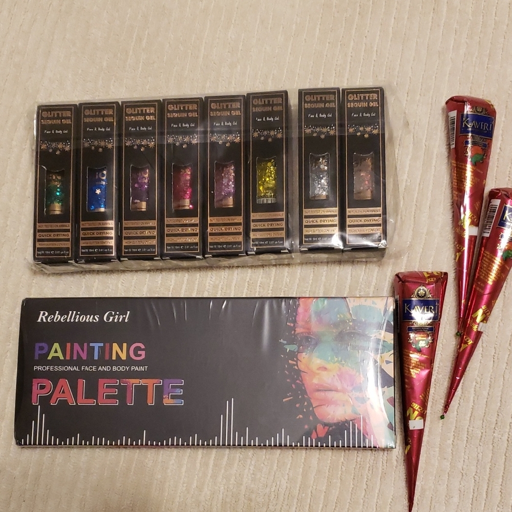 Painting Palette with Glitter Gel Set